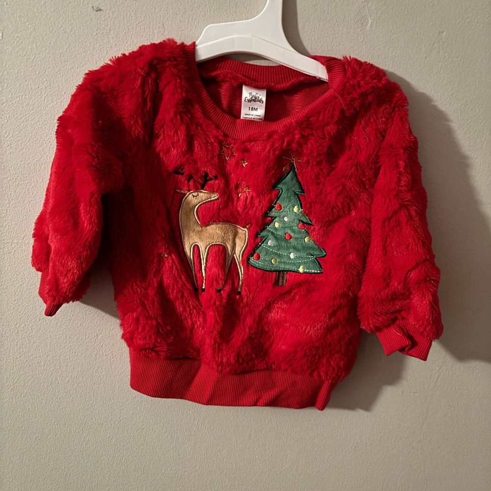 Baby Essentials Red Fuzzy Holiday Sweatshirt